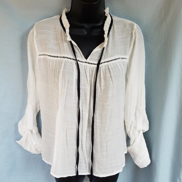 NWT Small Nadine West Active USA Rolled Cuff White Top - Picture 2 of 11